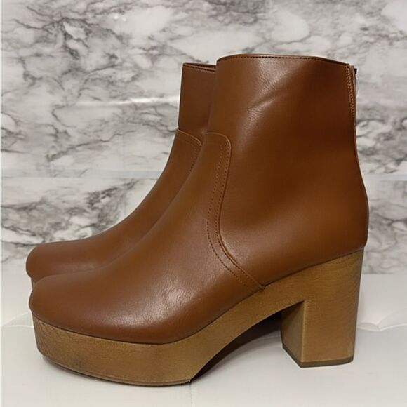 Womens Maisie Clog Ankle Boots Booties Cognac - Picture 3 of 3